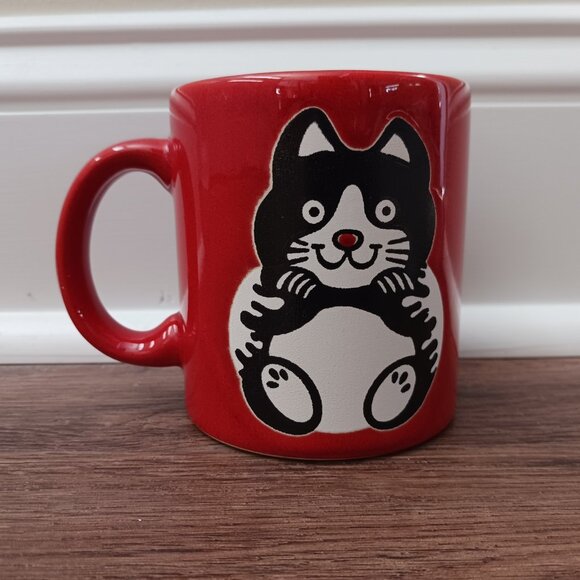 Waechtersbach Christmas Coffee Cup Mug Fat Happy Cat Spain - Picture 1 of 4